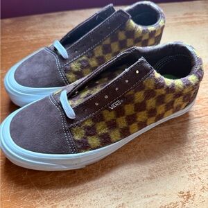 Rare Vans Brown and Yellow Checkered Sneakers